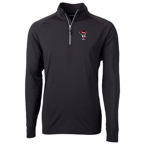 NC State Wolfpack Cutter & Buck Big and Tall Black Adapt Eco Knit Wolfhead 1/4 Zip