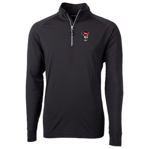 NC State Wolfpack Cutter & Buck Big and Tall Black Adapt Eco Knit Wolfhead 1/4 Zip