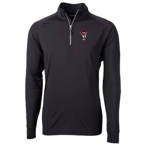 NC State Wolfpack Cutter & Buck Big and Tall Black Adapt Eco Knit Wolfhead 1/4 Zip