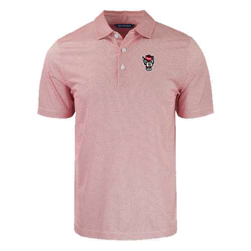 NC State Wolfpack Cutter & Buck Red Pike Eco Symmetry Print Polo