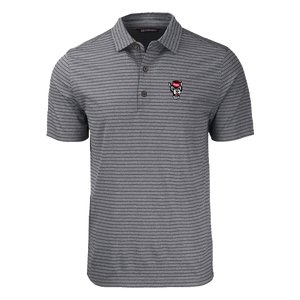 NC State Wolfpack Cutter & Buck Black Heather Wolfhead Forge Eco Stripe Polo
