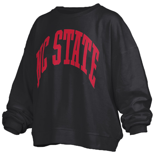 NC State Wolfpack Black Arch Oversized Fleece Crew