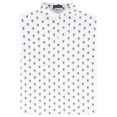 NC State Wolfpack Turtleson White Gameday All Over Wolfhead Polo