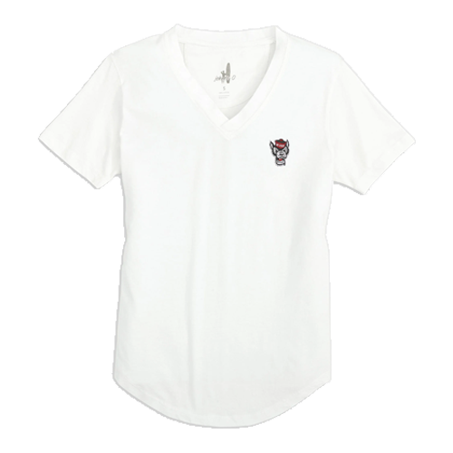 NC State Wolfpack johnnie-O Women's White Wolfhead Meredith V-Neck Tee