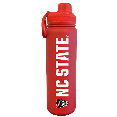 NC State Wolfpack Matte Red 24oz Stainless Steel Wolfhead Water Bottle