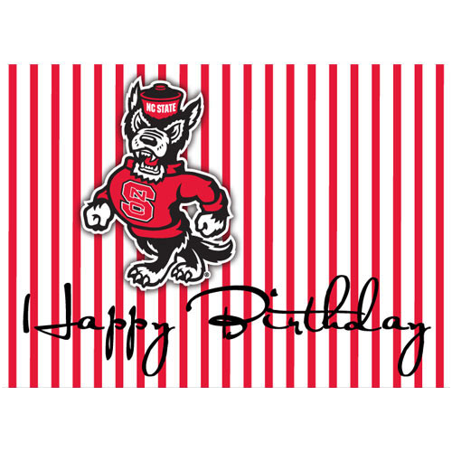 NC State Wolfpack Pinstripe Strutting Wolf Birthday Card