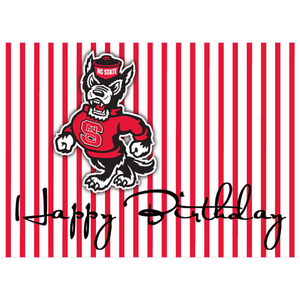 NC State Wolfpack Pinstripe Strutting Wolf Birthday Card