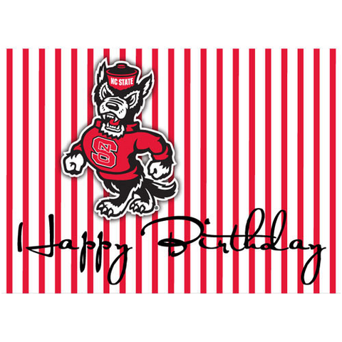 NC State Wolfpack Pinstripe Strutting Wolf Birthday Card