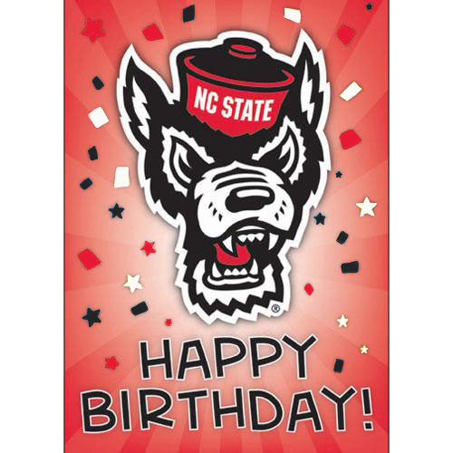 NC State Wolfpack Confetti Wolfhead Birthday Card