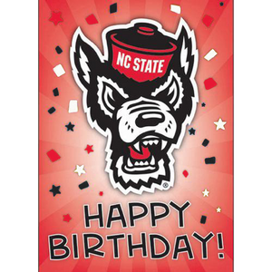 NC State Wolfpack Confetti Wolfhead Birthday Card