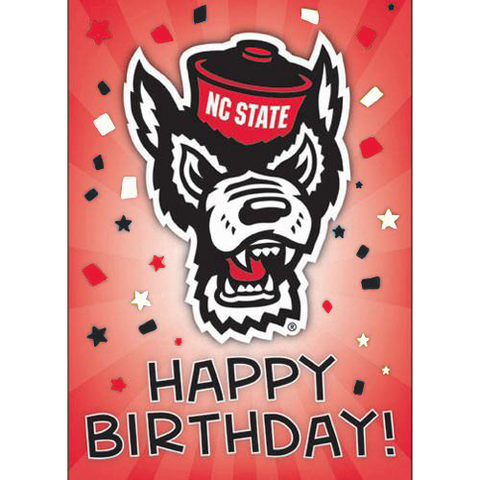 NC State Wolfpack Confetti Wolfhead Birthday Card