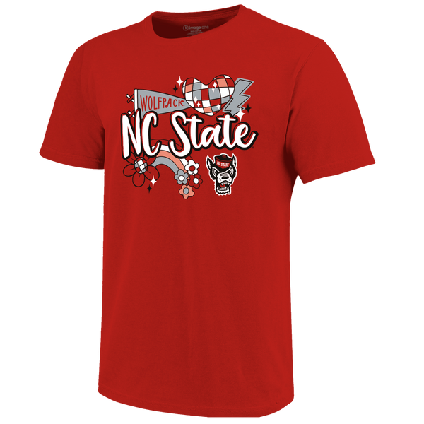 NC State Wolfpack Youth Red Heart Disco T-Shirt
