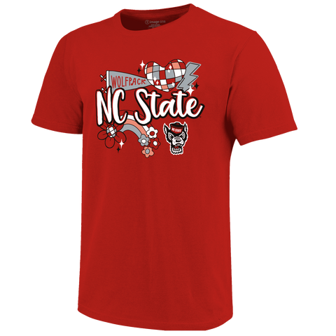 NC State Wolfpack Youth Red Heart Disco T-Shirt