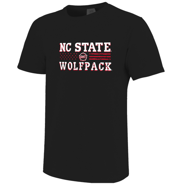 NC State Wolfpack Black Comfort Colors Stars and Stripes OHT Stencil T-Shirt