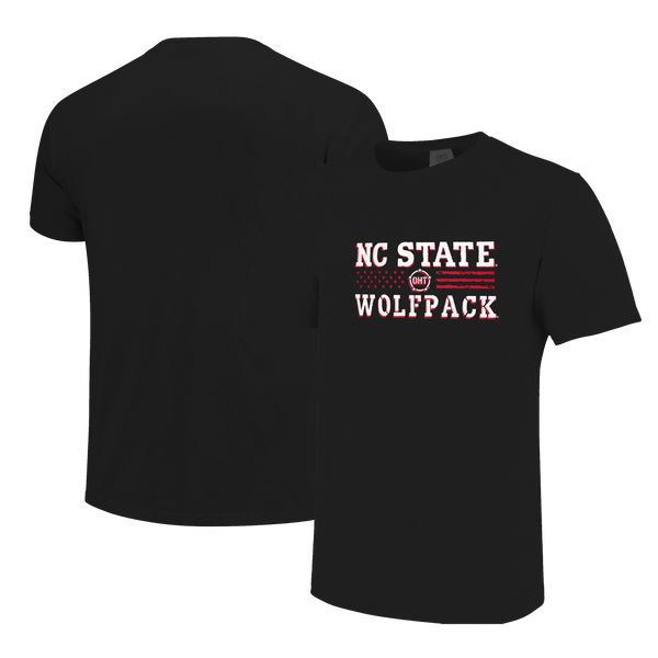 NC State Wolfpack Black Comfort Colors Stars and Stripes OHT Stencil T-Shirt