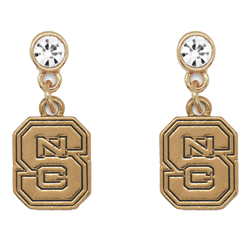 NC State Wolfpack FTH Gold Block S Lydia Earrings