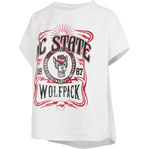 NC State Wolfpack Women's White Rango Sleeveless Drop Shoulder Waist Length Top