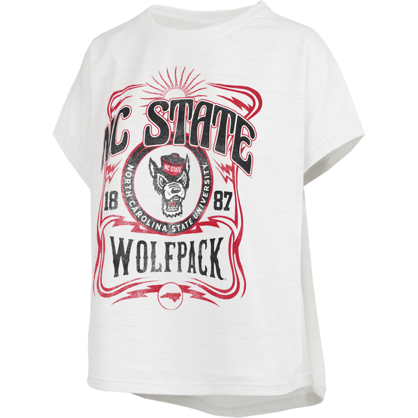 NC State Wolfpack Women's White Rango Sleeveless Drop Shoulder Waist Length Top