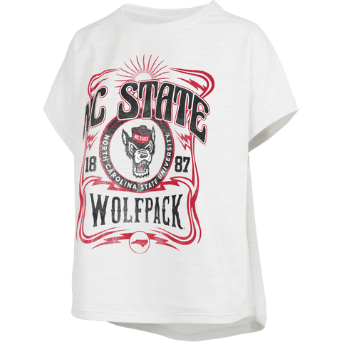 NC State Wolfpack Women's White Rango Sleeveless Drop Shoulder Waist Length Top