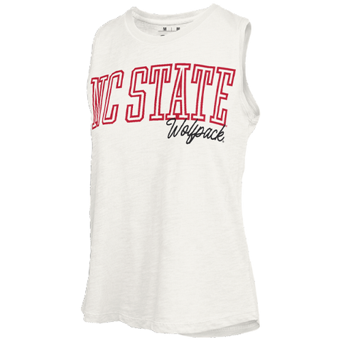 NC State Wolfpack Women's White Rockdale Hi-Lo Slub Tank