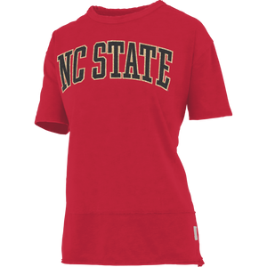 NC State Wolfpack Women's Red Gala Oversized Crewneck Top