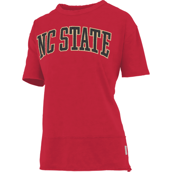 NC State Wolfpack Women's Red Gala Oversized Crewneck Top