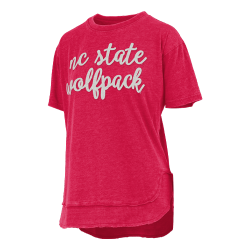 NC State Wolfpack Women's Red "Chelsea" Hi-Lo Rounded Bottom T-Shirt