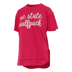 NC State Wolfpack Women's Red "Chelsea" Hi-Lo Rounded Bottom T-Shirt