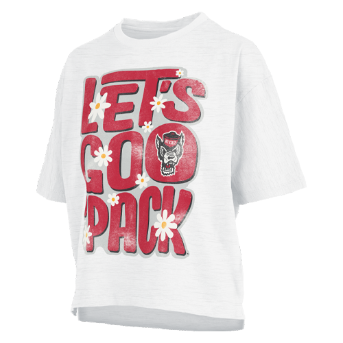 NC State Wolfpack Women's "Johanna" White Waist Length Oversized T-Shirt