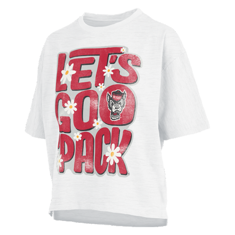 NC State Wolfpack Women's "Johanna" White Waist Length Oversized T-Shirt