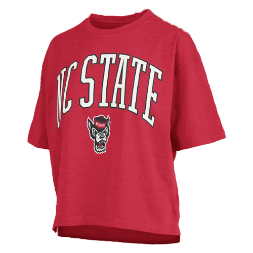 NC State Wolfpack Women's Red Nelson Waist Length Oversized T-shirt