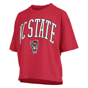 NC State Wolfpack Women's Red Nelson Waist Length Oversized T-shirt
