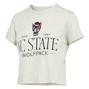 NC State Wolfpack Women's "Danni" Oatmeal Semi-Fitted Waist Length T-Shirt