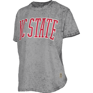 NC State Wolfpack Women's Grey "Southlawn" Oversized Sun Washed Rounded-Bottom T-Shirt