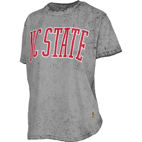 NC State Wolfpack Women's Grey "Southlawn" Oversized Sun Washed Rounded-Bottom T-Shirt