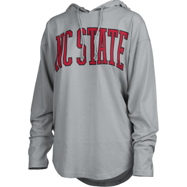 NC State Wolfpack Women's Grey San Bruno Arch Light-Weight Jersey Hooded Sweatshirt
