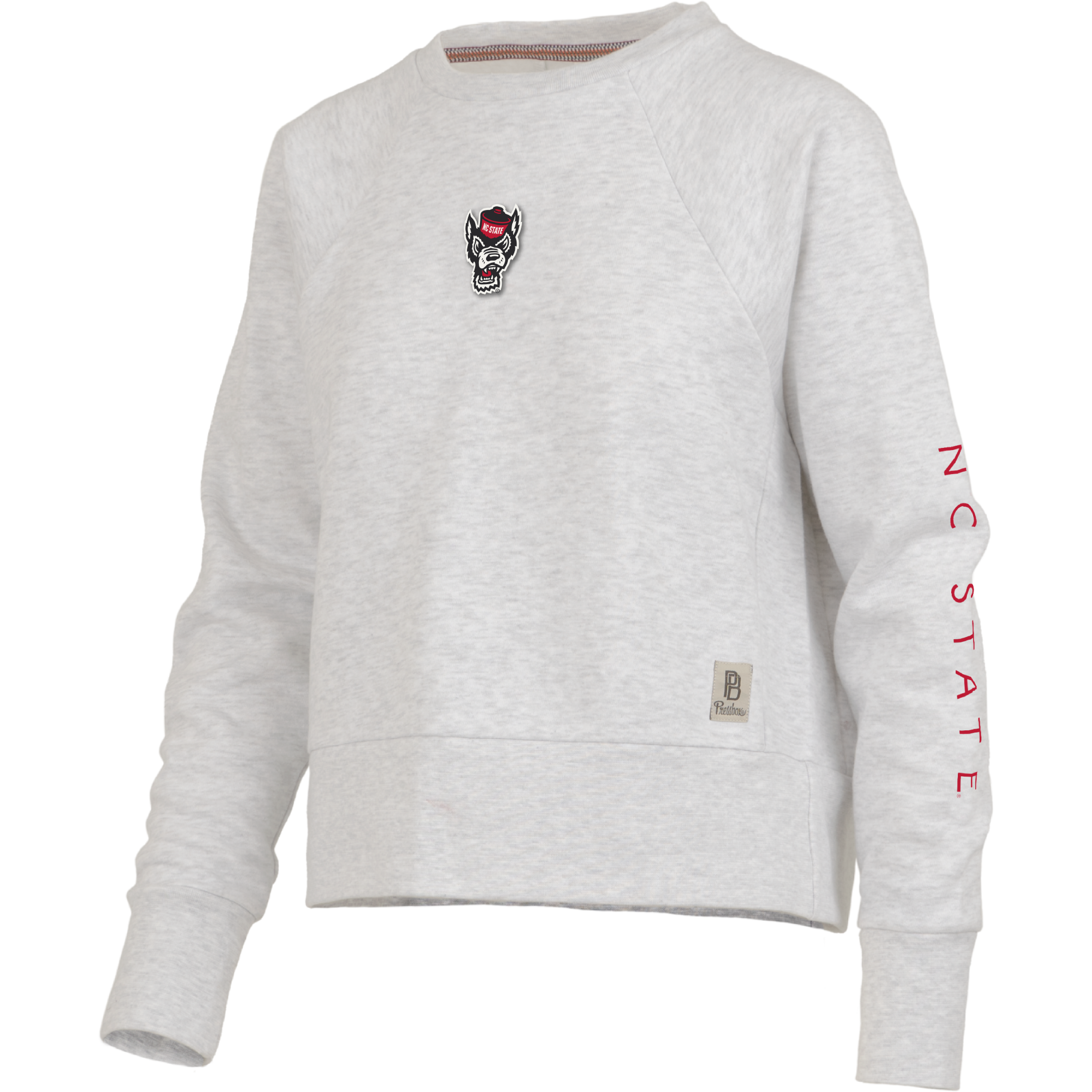 NC State Wolfpack Women's Wolfhead Ash Grey "Alton" Crewneck Fleece