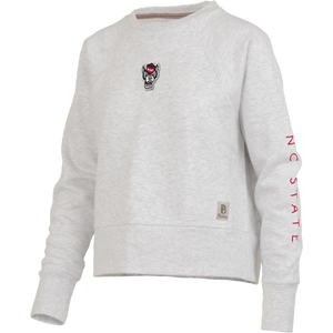 NC State Wolfpack Women's Wolfhead Ash Grey "Alton" Crewneck Fleece