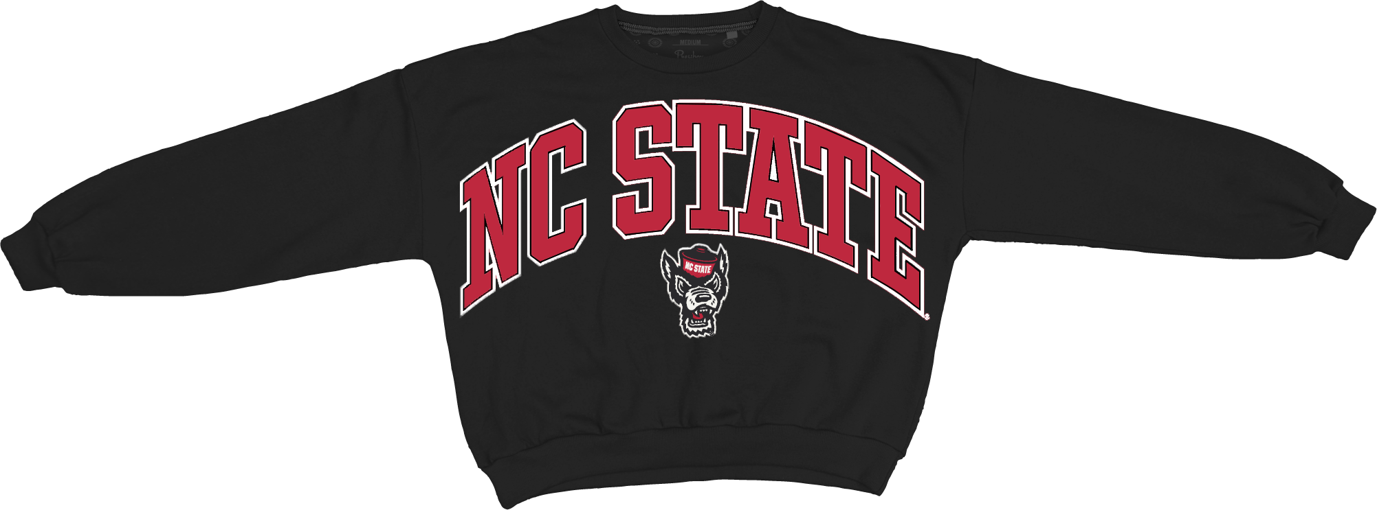 NC State Wolfpack Women's Black "Sweeper" Waist Length Oversized Crewneck