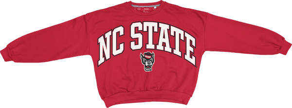 NC State Wolfpack Women's Red "Sweeper" Waist Length Oversized Crewneck