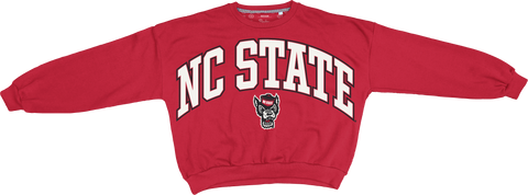 NC State Wolfpack Women's Red "Sweeper" Waist Length Oversized Crewneck