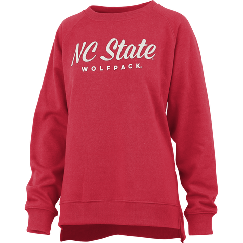 NC State Wolfpack Women's Red Abrianna Amore Terry Fleece Crewneck