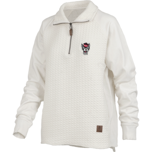 NC State Wolfpack Women's Ivory Cable Knit Salem 1/4 Zip Jacket