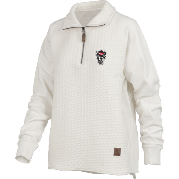 NC State Wolfpack Women's Ivory Cable Knit Salem 1/4 Zip Jacket