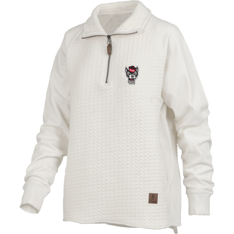 NC State Wolfpack Women's Ivory Cable Knit Salem 1/4 Zip Jacket