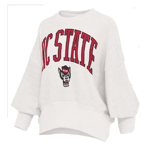 NC State Wolfpack Women's Ivory Dolman Oversized Crewneck Fleece
