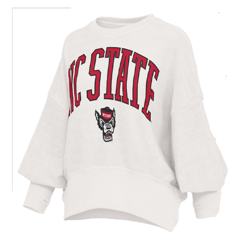 NC State Wolfpack Women's Ivory Dolman Oversized Crewneck Fleece