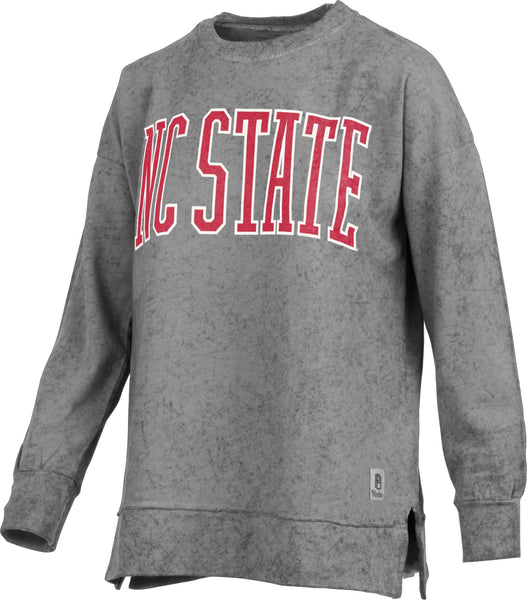 NC State Wolfpack Women's Grey Southlawn Oversized French Terry Long Sleeve Crewneck