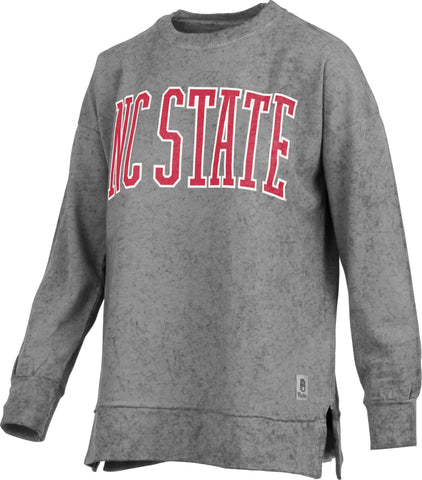 NC State Wolfpack Women's Grey Southlawn Oversized French Terry Long Sleeve Crewneck