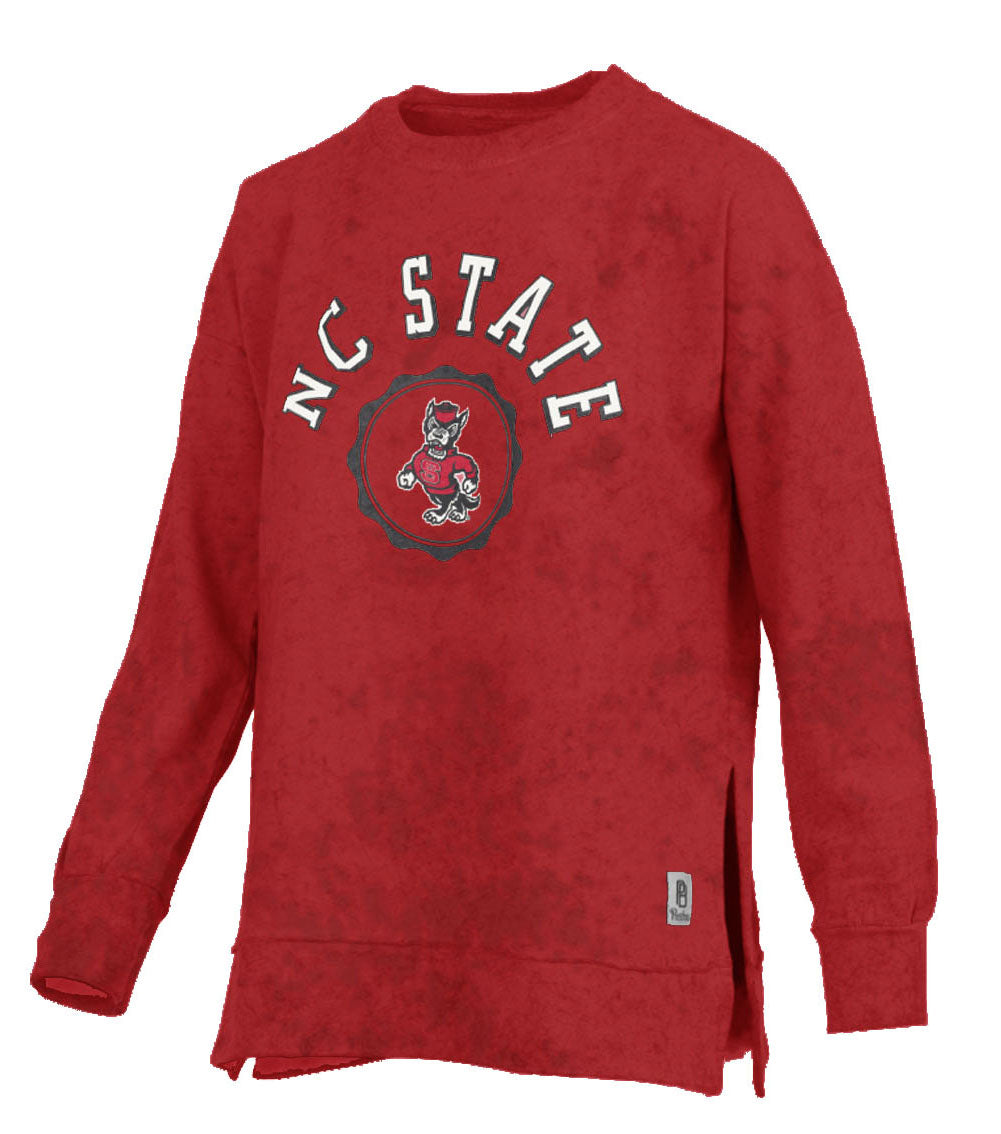NC State Wolfpack Women's Red Bishop Oversized French Terry Fleece Sweatshirt